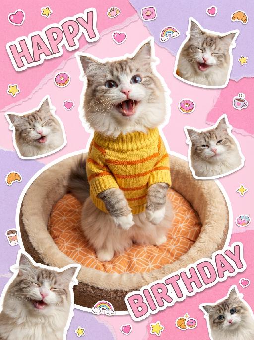 Sticker Bday AI effects generated image
