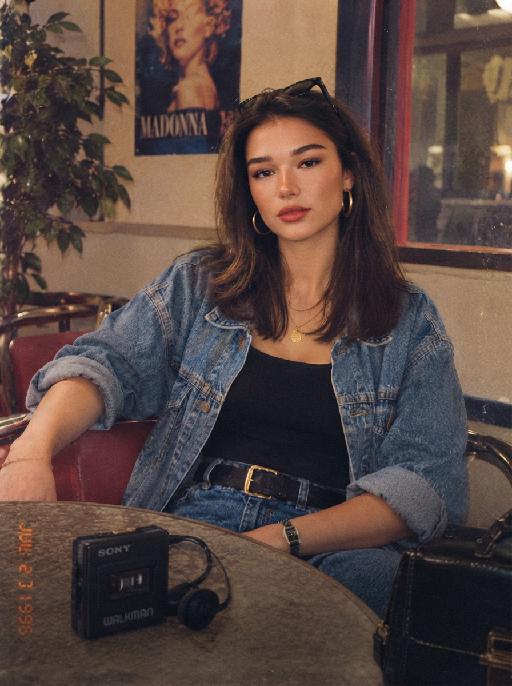 90s Café Girl AI effects generated image