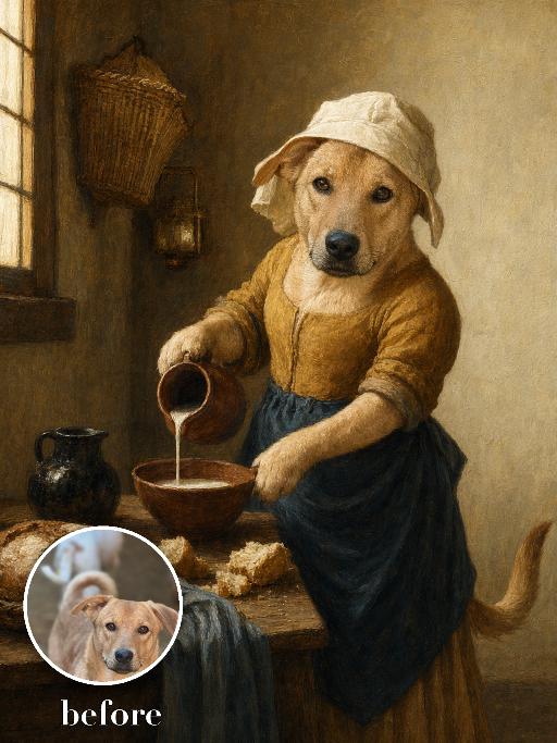 Milkmaid Pet Painting AI effects generated image
