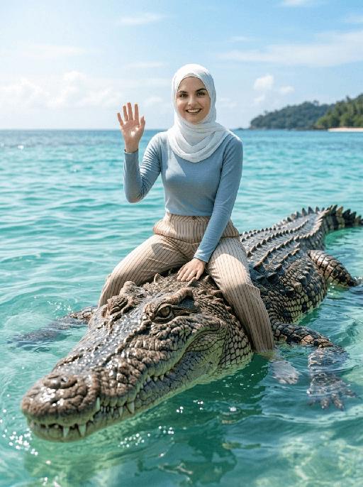 Crocodile Voyage AI effects generated image