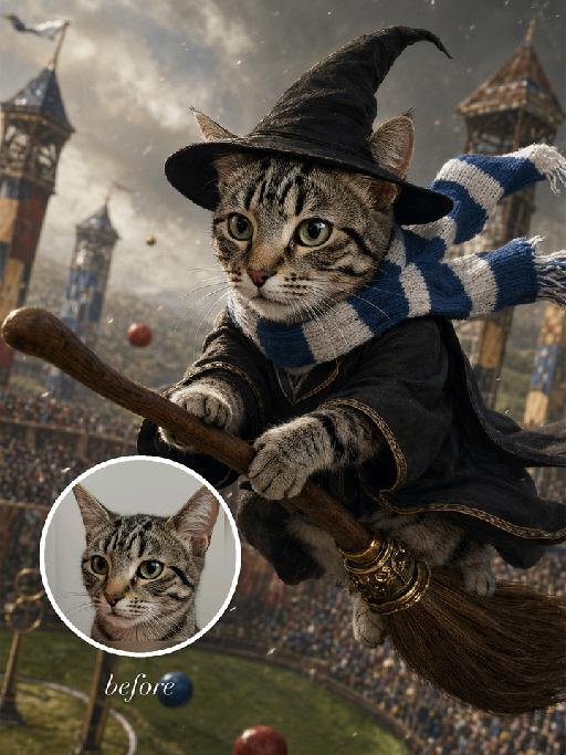 Broom Flight AI effects generated image