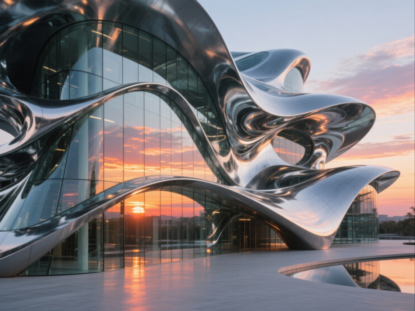 Wan 2.6 AI generated Fluid Architecture · Chrome Reflection – generated on vivago AI