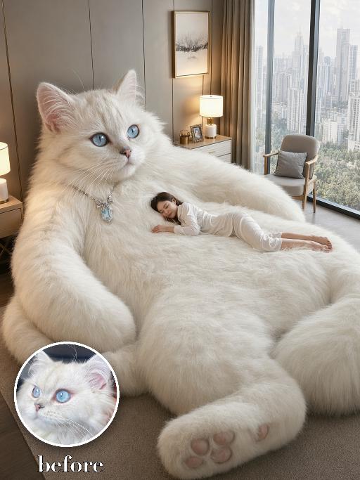 Giant Cat Bed AI effects generated image