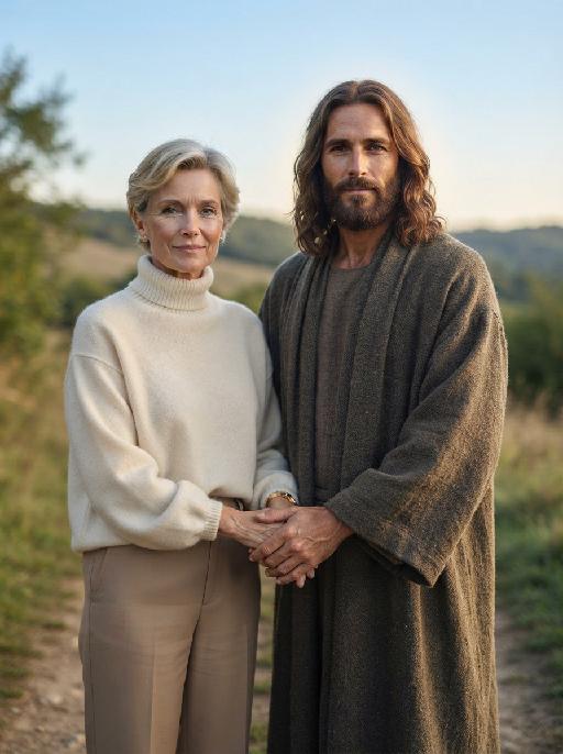 Hand in Hand with Jesus AI effects generated image