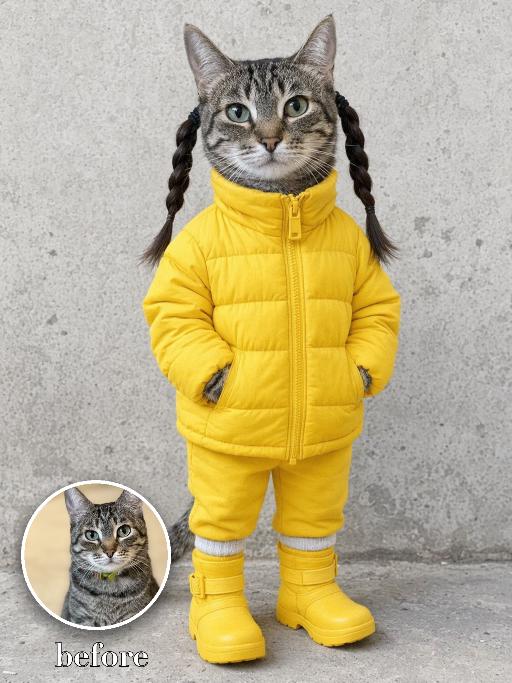 Yellow Puffer Braids AI effects generated image