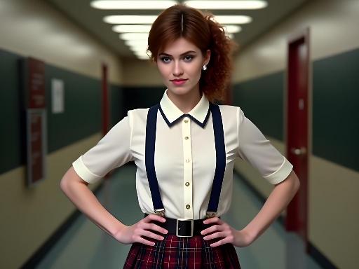 shirt and plaid skirt