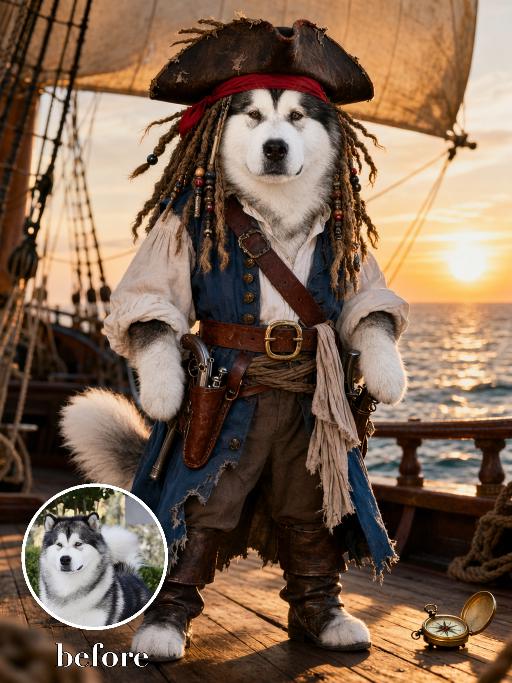 Sunset Pirate Captain AI effects generated image