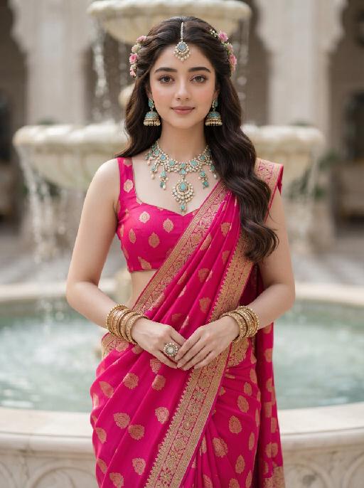 Pink Saree Elegance AI effects generated image