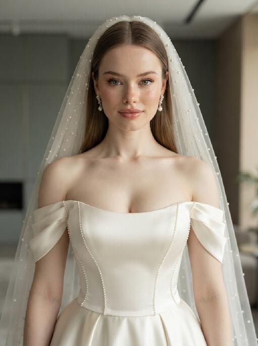 Pearl Veil Bride AI effects generated image