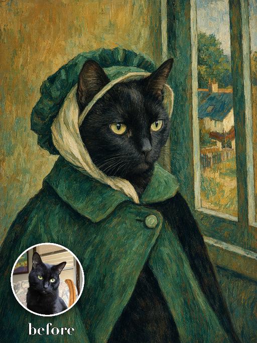 Green Bonnet Painting AI effects generated image