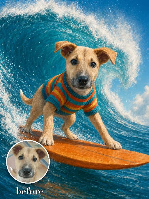 Big Wave Surfer AI effects generated image
