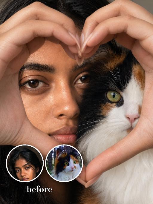 Half Face Heart AI effects generated image