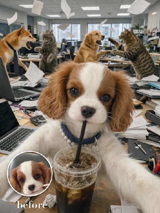 Office Chaos Selfie AI effects generated image
