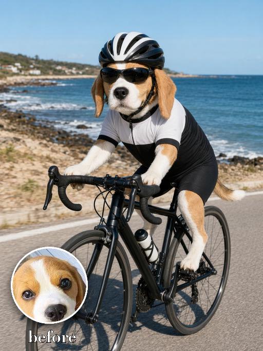 Beach Road Cyclist AI effects generated image