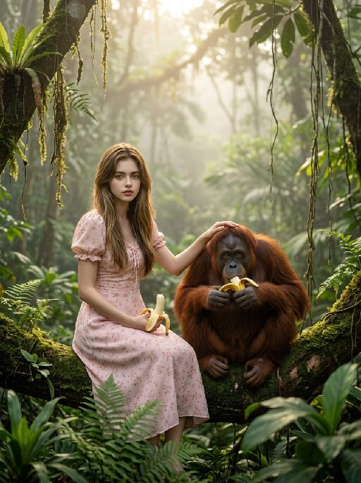 Rainforest Orangutan AI effects generated image