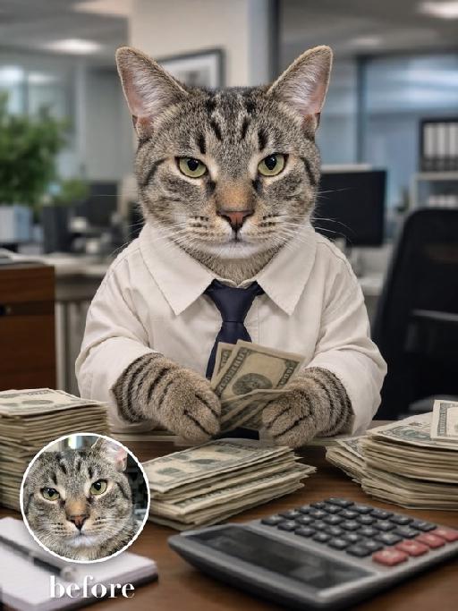 Cashier Money Pet AI effects generated image