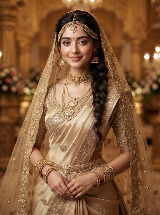 Golden Bride AI effects generated image