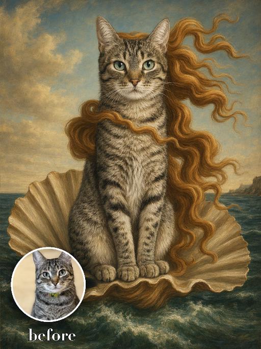Seashell Venus Pet AI effects generated image