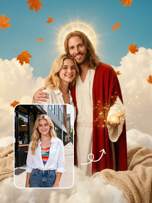 Embracing God AI effects generated image