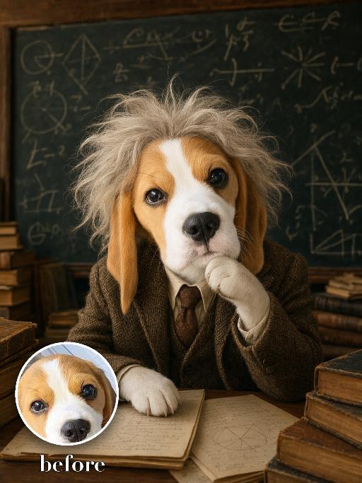 Genius Professor Pet AI effects generated image