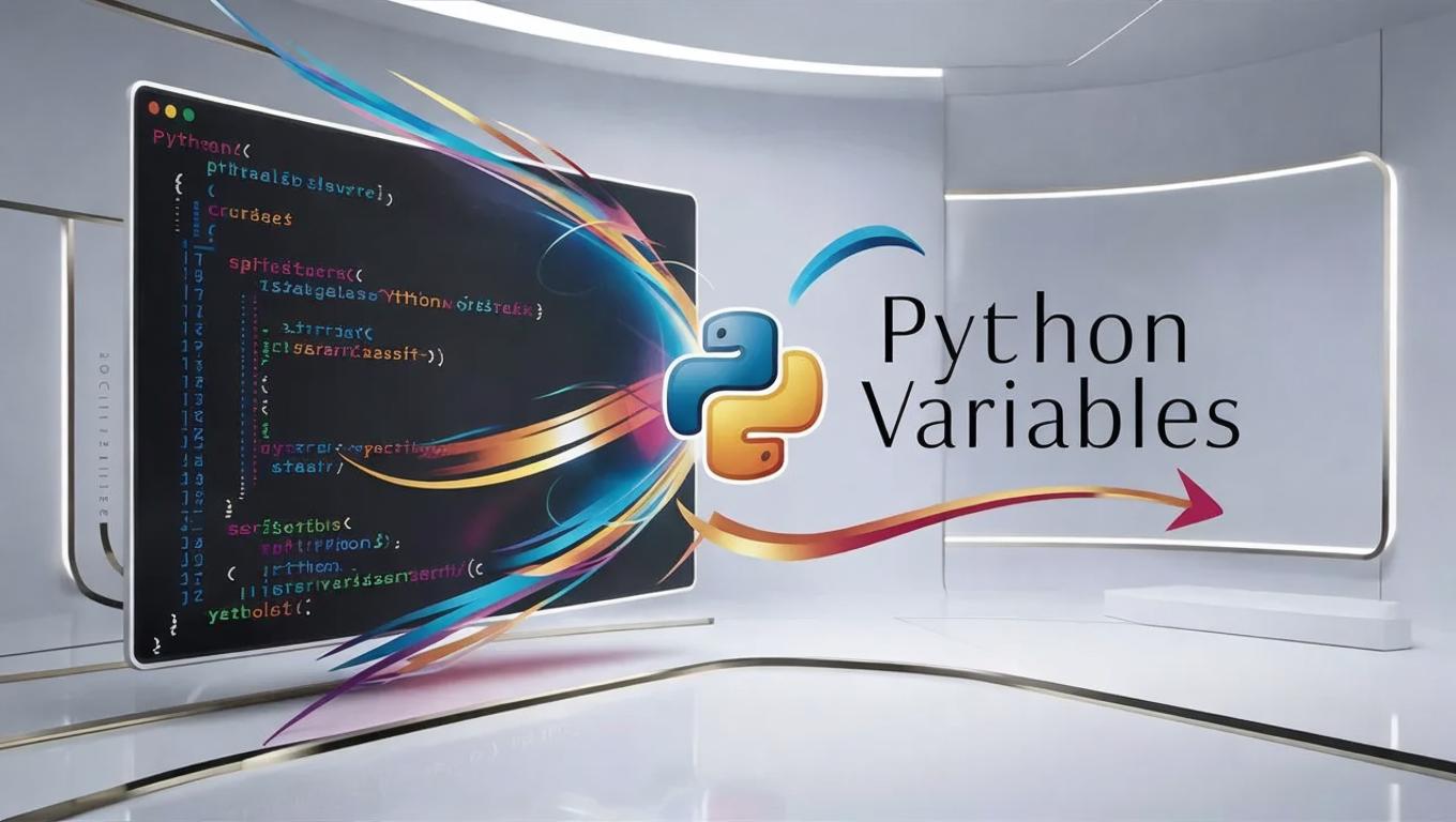 **Python Variables Tutorial** Bold Text: "Master Variables in Python ...