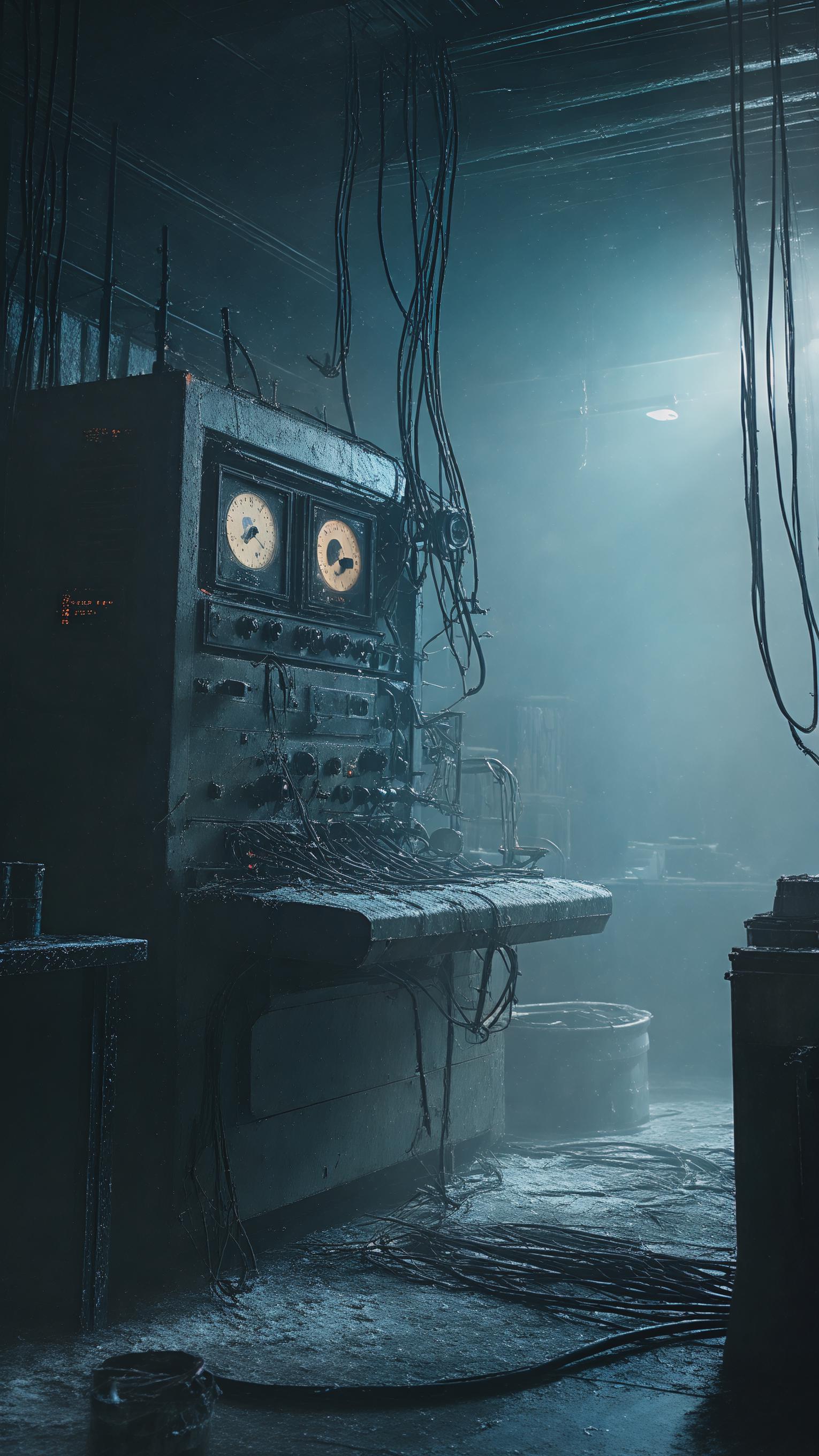 AI-Generated Abandoned Laboratory Cinematic Horror Glowing Machine ...