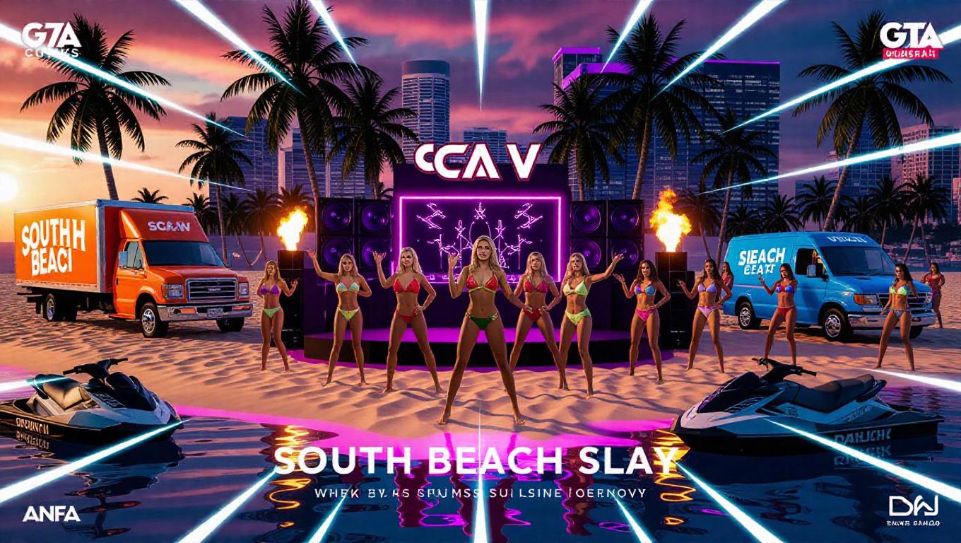 Animated 16:9 cinematic loop for the music video “South Beach Slay” by ...