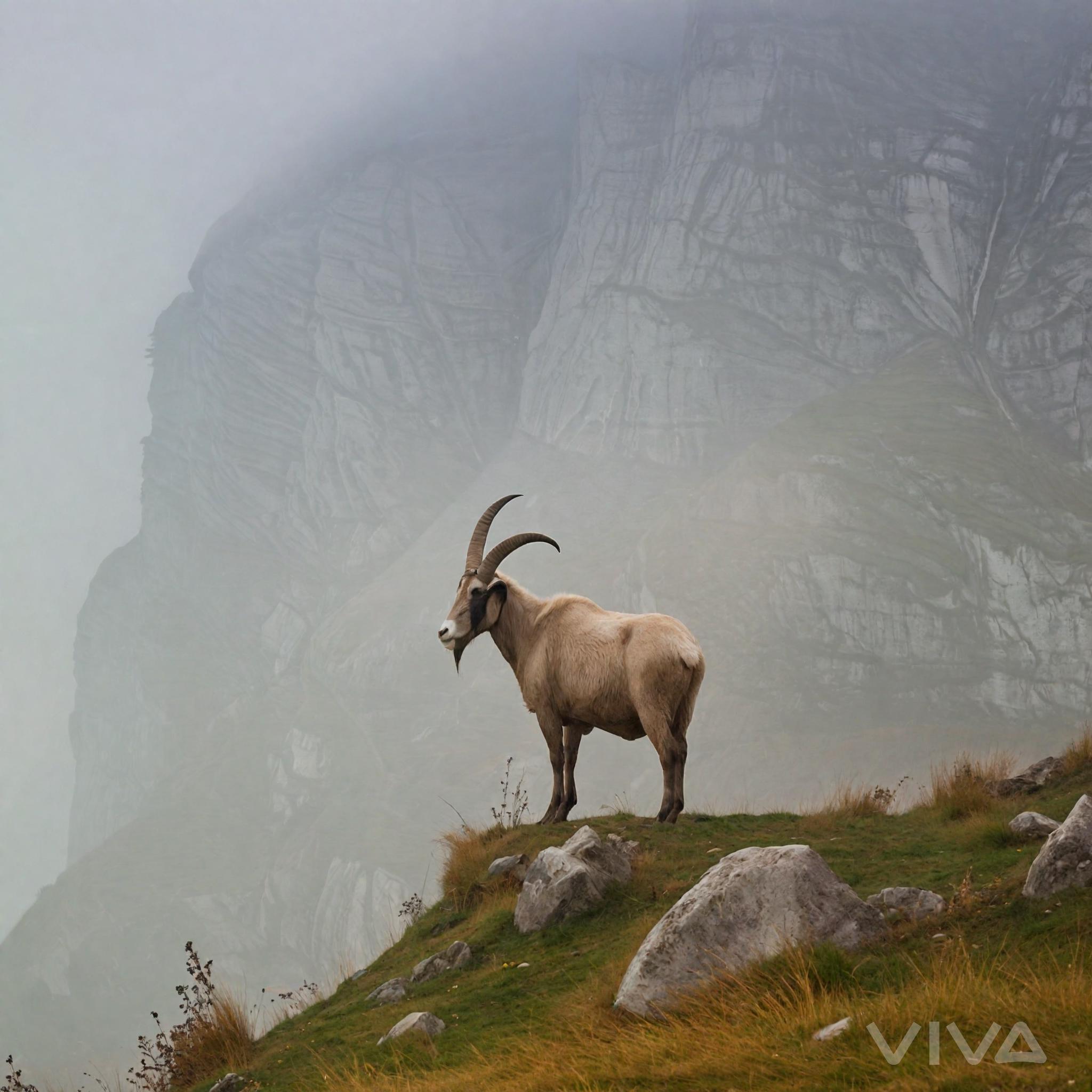 Goat Imagine AI-Generated Majestic Mountain Goat & Mystical Foggy Landscape Images ...