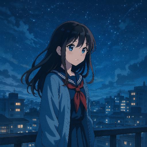 星空と私 AI effects generated image