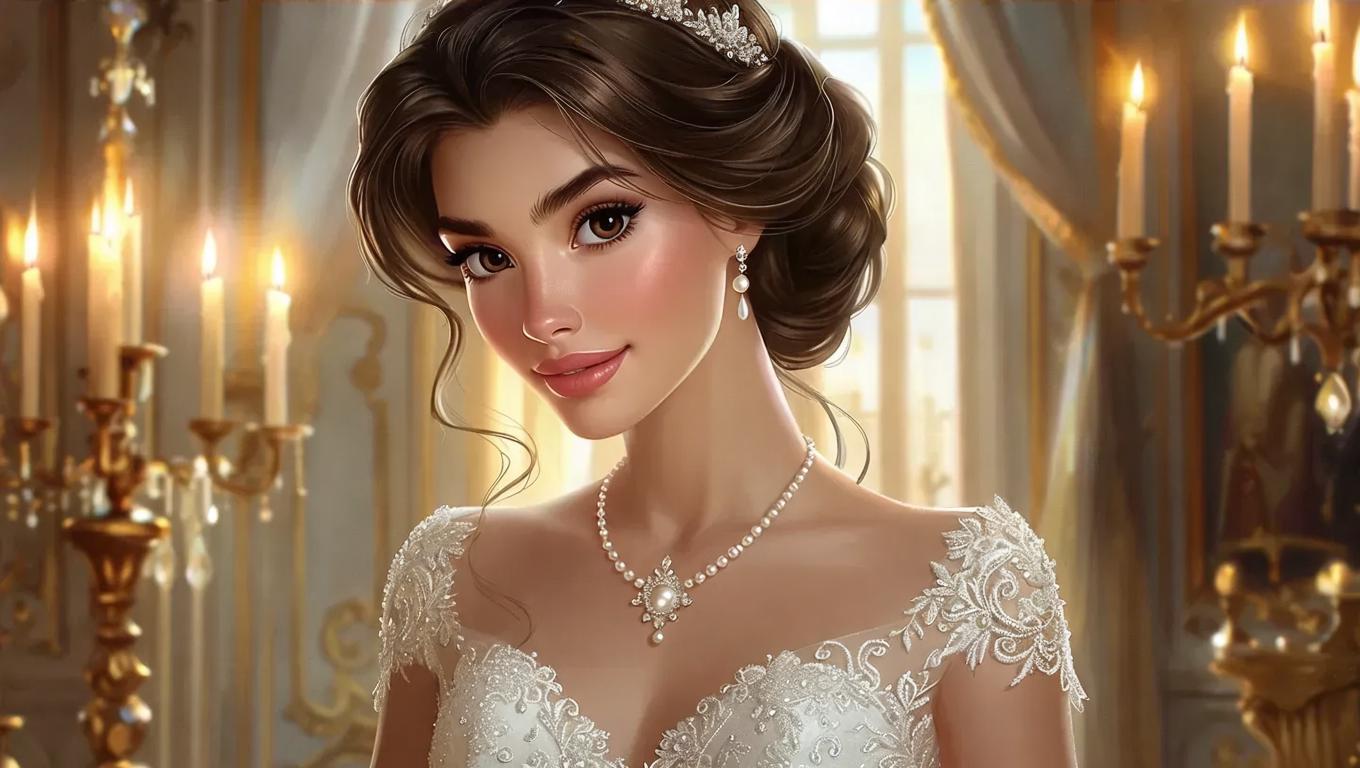 AI-Generated Princess Royal White Dress Brown-Haired Images/Videos ...