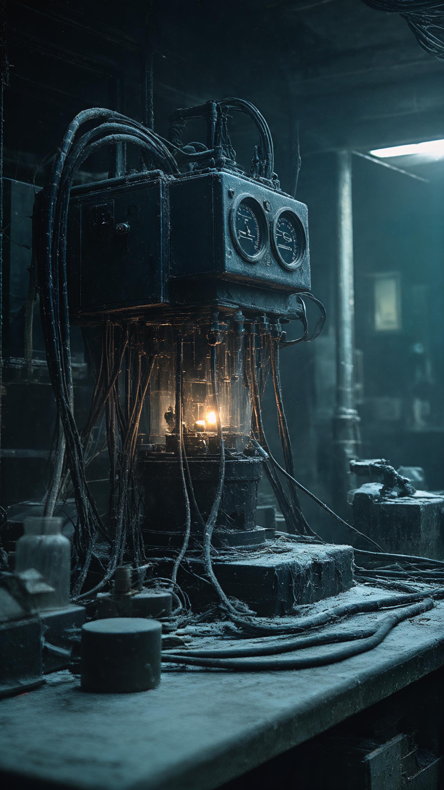 AI-Generated Abandoned Laboratory & Glowing Machine Images | Cinematic ...