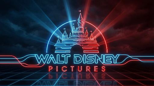 Walt Disney Pictures logo (Tron style) AI effects generated image