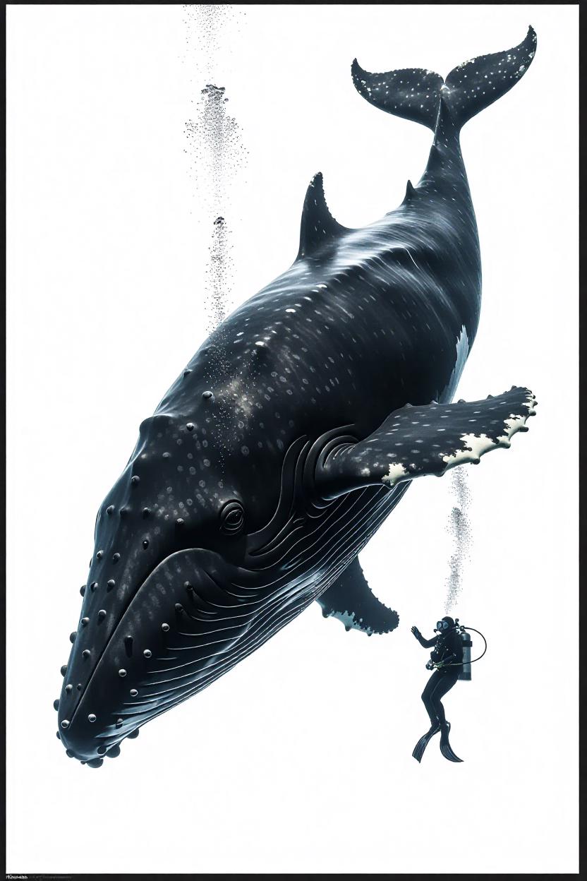 AI-Generated Matrix Whale & Scuba Diver Images | vivago.ai