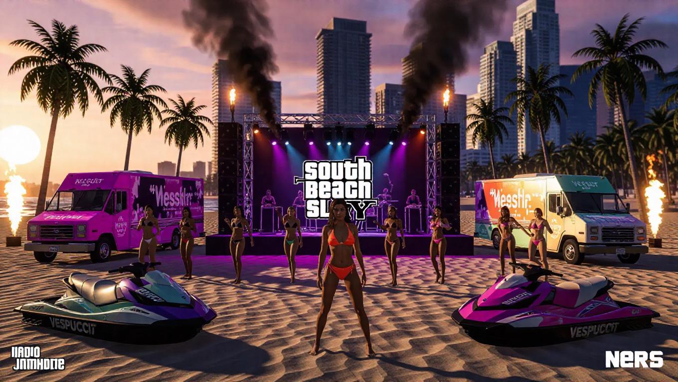 Animated 16:9 cinematic loop for the music video “South Beach Slay” by ...
