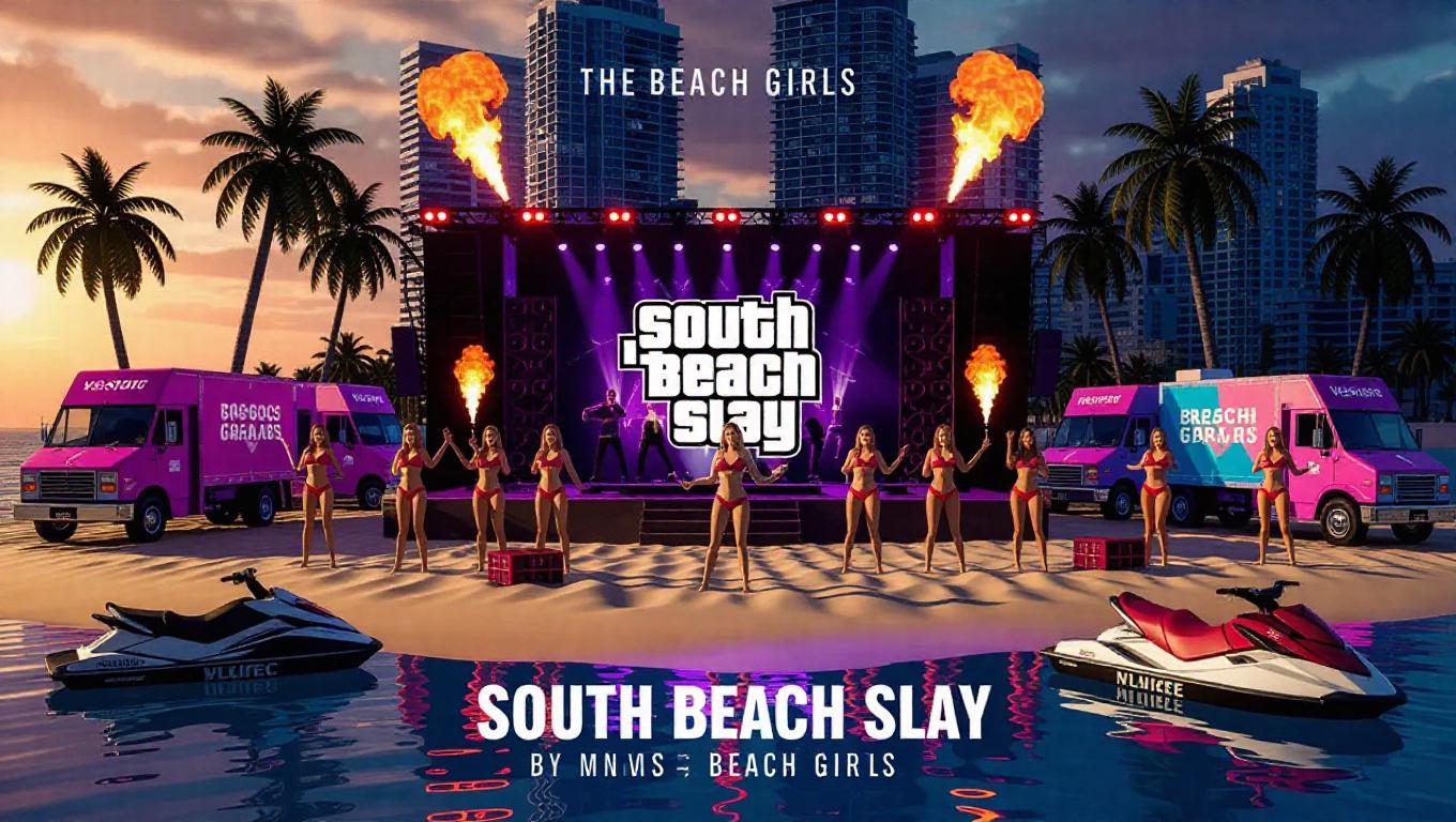 Animated 16:9 cinematic loop for the music video “South Beach Slay” by ...