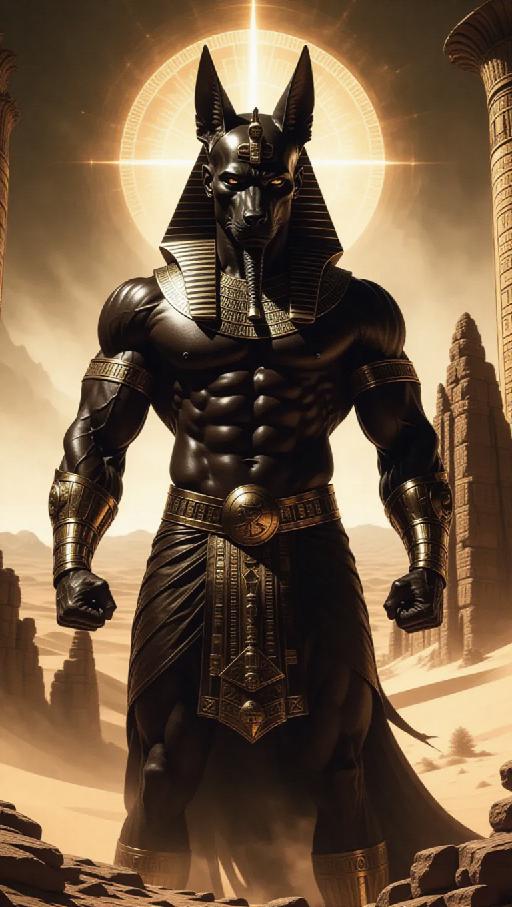 Anubis and his brother Toth on a lonely planet AI effects generated image