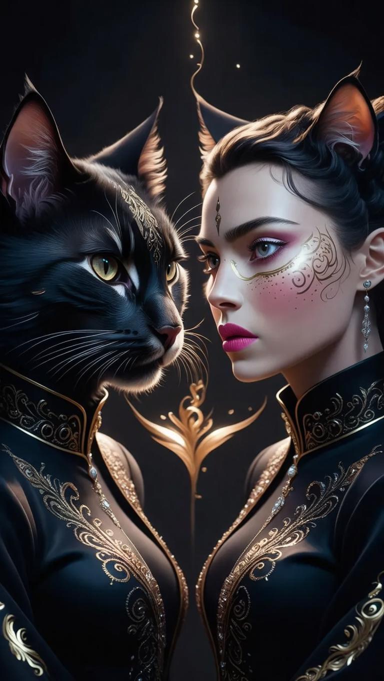 AI-Generated Mysterious Cat-Human Hybrid High Detail Ultra-Resolution ...