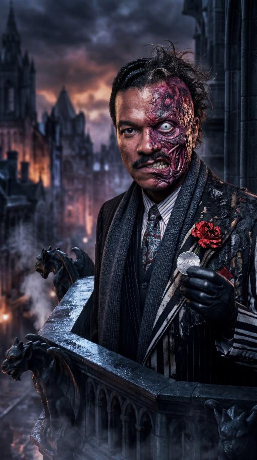 Tim Burton's Two-Face (New Earth) (1) AI effects generated image