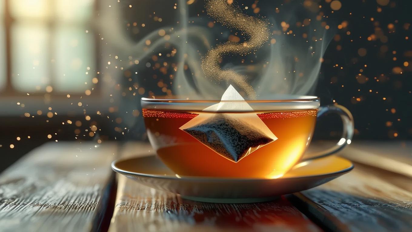 AI-Generated Realistic Hot Tea with Plastic Teabag & Floating ...