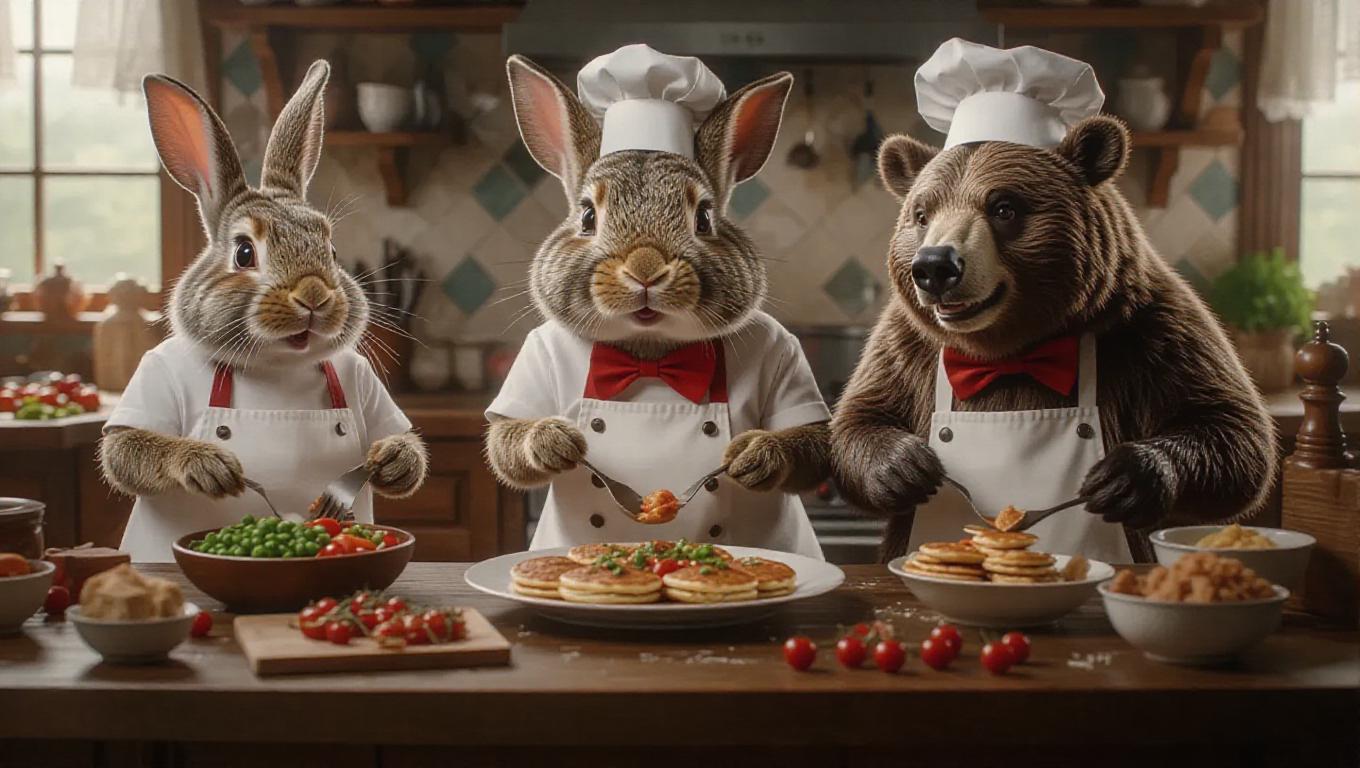 AI-Generated Playful Animal Cooking Competition Images/Videos with ...