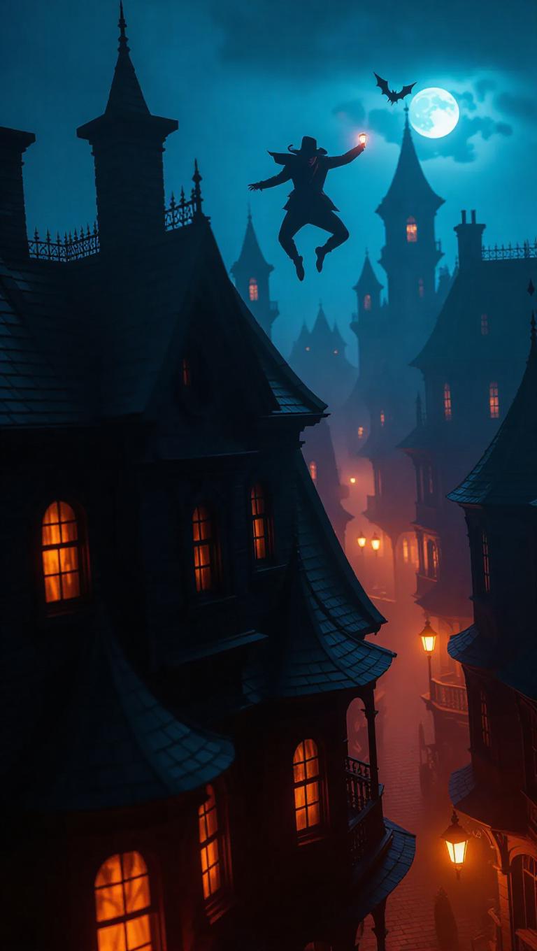 A daring thief leaps across haunted house rooftops, pursued by ...