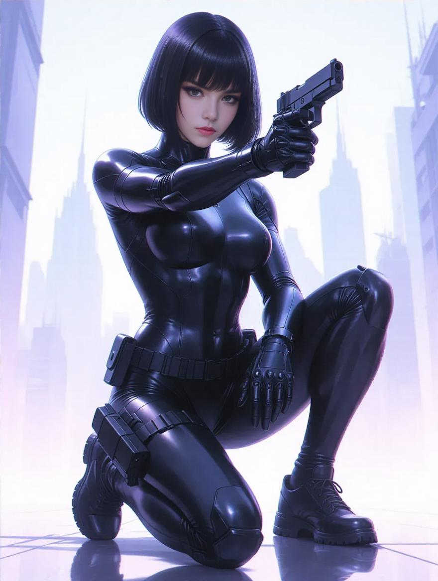 AI-Generated Cyberpunk Cinematic 8K Wallpaper | Ghost in the Shell Sci ...