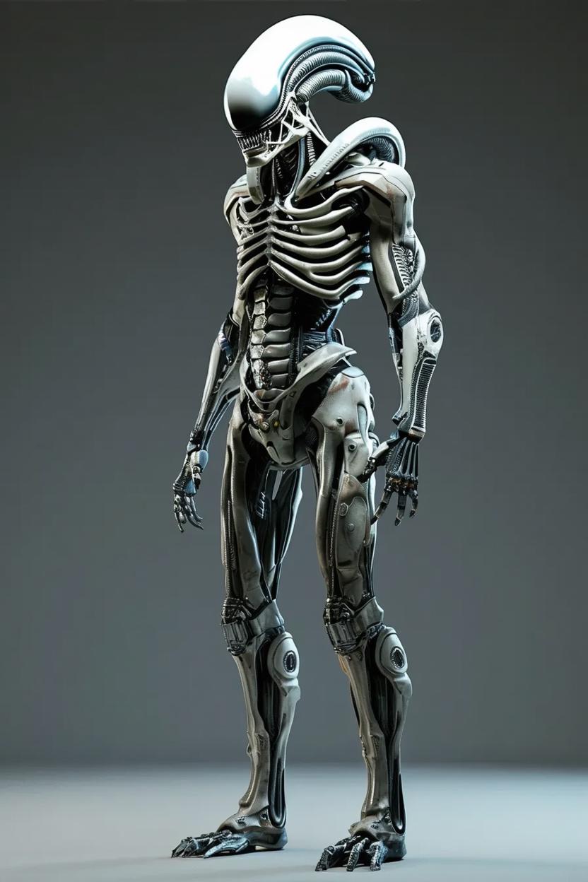 AI-Generated Alien-Cyborg Hybrid, Hyperrealistic 3D Render Images ...