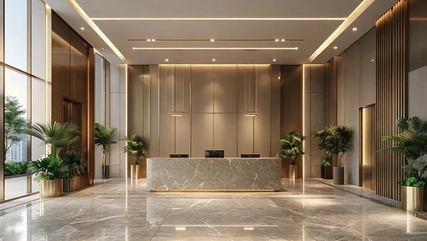 AI-Generated Commercial Building Entrance Lobby Images | Rectangular ...