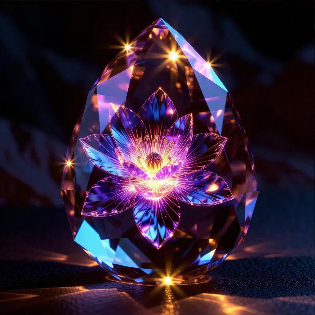 Crystal Encasing Magical shining hyper-realistic crystal, intricately detailed with ...