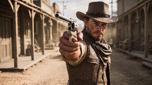 Wild West Bounty Hunter. AI effects generated image