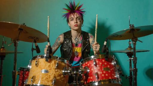 80s Punk Rock Drummer AI effects generated image