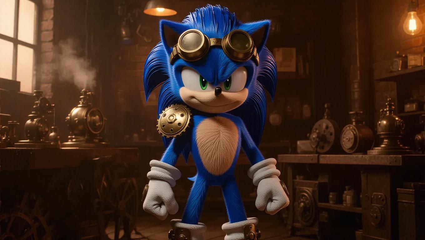 Sonic Inventions Sonic the Hedgehog, styled as a steampunk inventor, wears brass ...