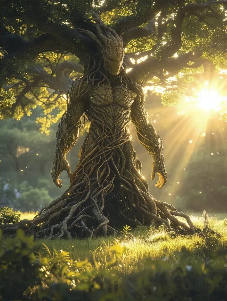 AI-Generated Creepy Human-Tree Hybrid in Sunlit Nature Scene Images ...