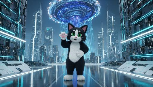 Mittens Mascot In High-Tech AI effects generated image